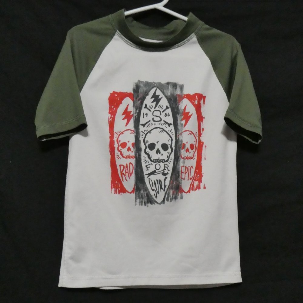CHILDREN'S PLACE Sport small 5-6 years raglan short sleeve swim shirt GUC